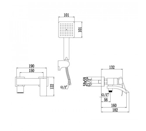 Смеситель для ванны Fmark FS8624-1C, матовое золото
