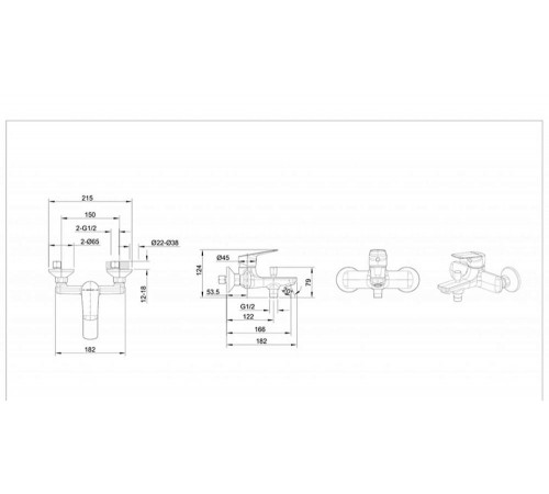 Смеситель для ванны Bravat Rhein F6429564BW-01-ENG, черный