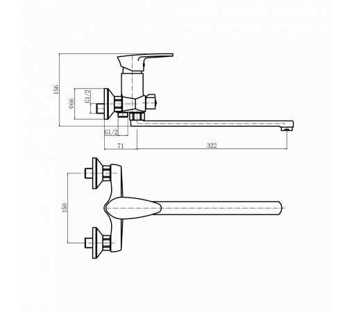 Смеситель для ванны PLstart PL2205-8, белый