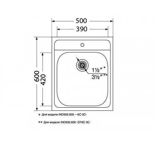 Кухонная мойка UKINOX Иннова IND500.600 -GT6C 0C-, 60*50