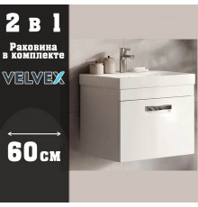 Тумба с раковиной подвесная Velvex Estea tp.EST.MOD.60.1Y, 60 см