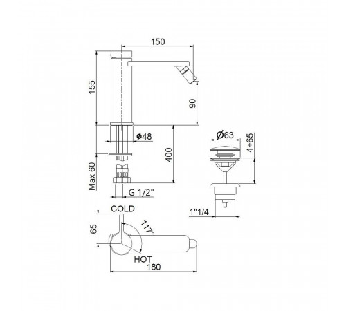Смеситель для биде Webert Coral CO840102015, хром
