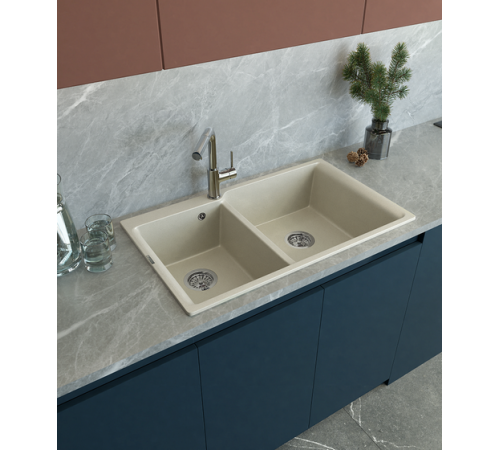 RIVELATO Мойка AXEL 90D  2-чаши 870*520мм beige scuro арт.
