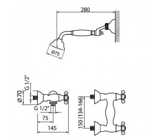 Смеситель для душа Webert Ottocento OT760101010, золото