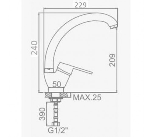 Смеситель для кухни D-Lin D150629-1, хром