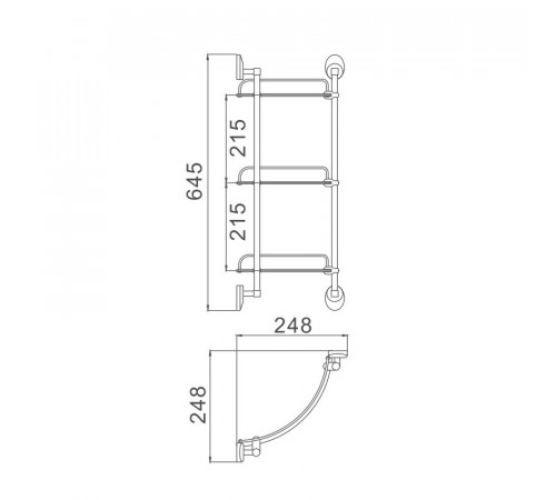 Полка стеклянная угловая Haiba HB1607-3, хром