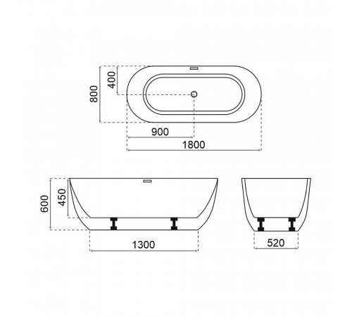 Ванна акриловая SMARTFLOW Grande SMF8651, 180x80 см