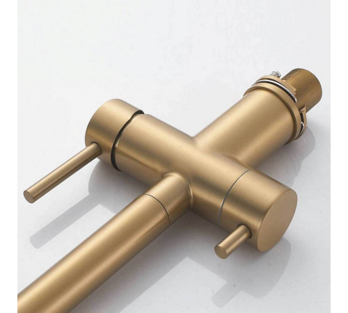Смеситель для кухни с гибким изливом и подключением фильтра Maretti Calabria GOLD CAG31RGF18, золотой сатин
