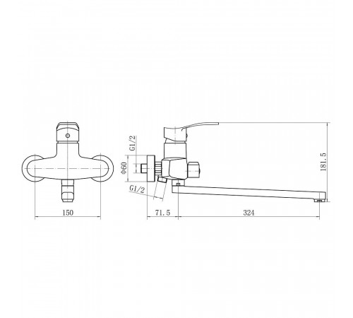 Смеситель для ванны Plstart PD22001, хром