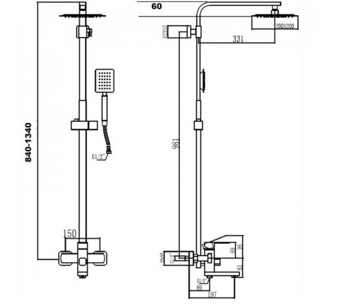 Душевая система Fmark FS8145H, черный