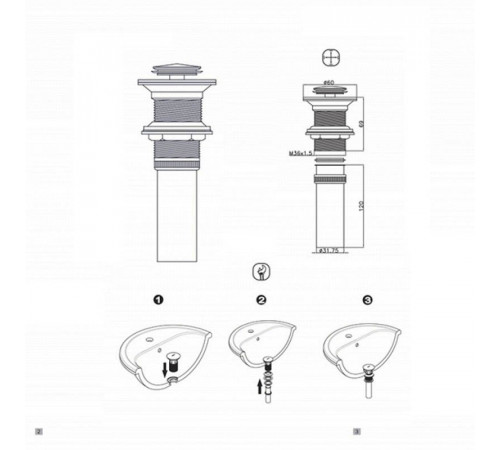 Донный клапан Bravat P6443BW-ENG, черный