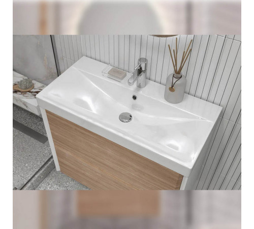 Тумба под раковину подвесная Velvex Gesso tp.GES.9696.80.2Y белый матовый/дуб сонома, 80 см