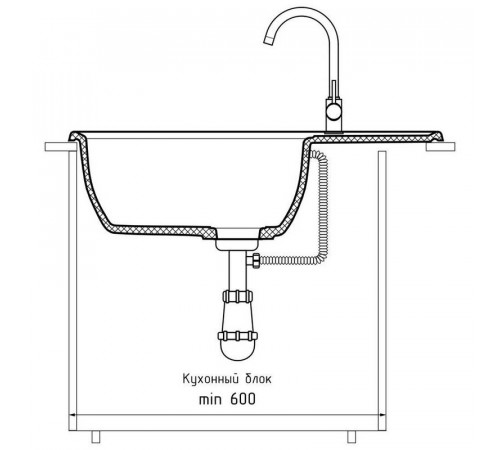 Кухонная мойка GranFest VERTEX 780L, серый