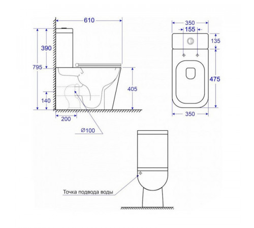 Унитаз напольный WesnaArt EKO 101-EKO05, белый