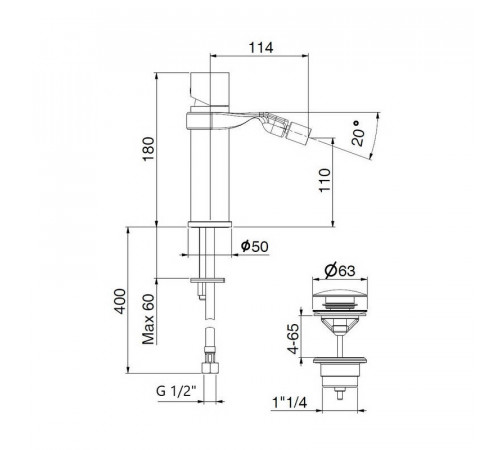 Смеситель для биде Webert ONE-B NB840102015, хром
