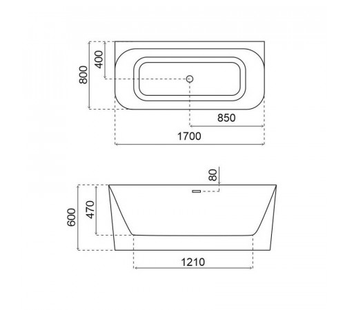 Ванна акриловая SMARTFLOW Prime SMF8625-1.7, 170x80 см