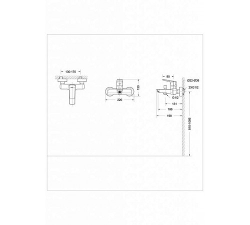 Смеситель для ванны Bravat REAL F6121179CP-01, хром