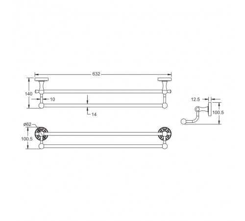 Полотенцедержатель Rose RG1027Q, бронза