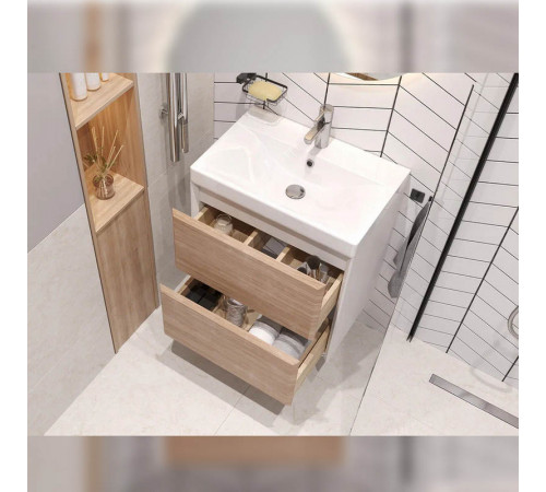 Тумба с раковиной подвесная Velvex Gesso tp.GES.9696.60.2Y белый матовый/дуб сонома, 60 см
