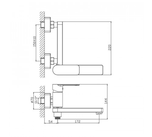 Смеситель для ванны Haiba HB60617, хром