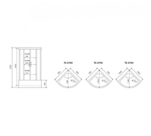 Душевая кабина Timo Eco TE-0700P, 100x100x218
