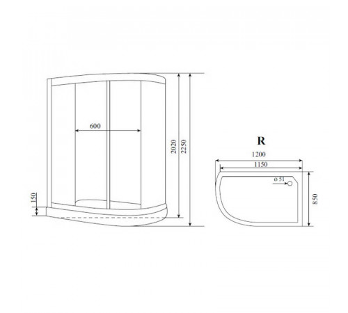 Душевая кабина Timo Comfort Fabric Glass T-8802RF, 120x85x220