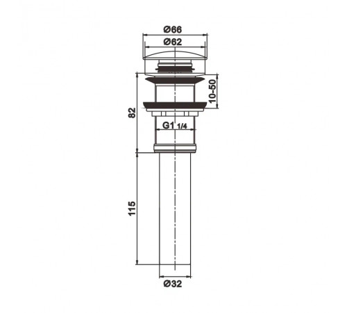 Донный клапан Rose RS11H, черный