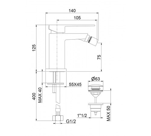 Смеситель для биде Fiore KUBE 100BB8535, белый