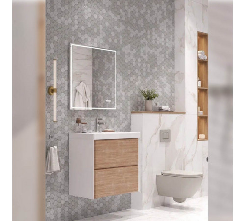 Тумба под раковину подвесная Velvex Gesso tp.GES.9696.70.2Y белый матовый/дуб сонома, 70 см