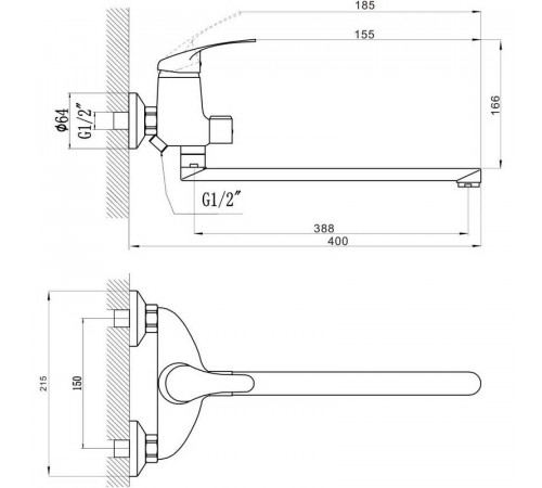 Смеситель для ванны Savol S-T2201, хром