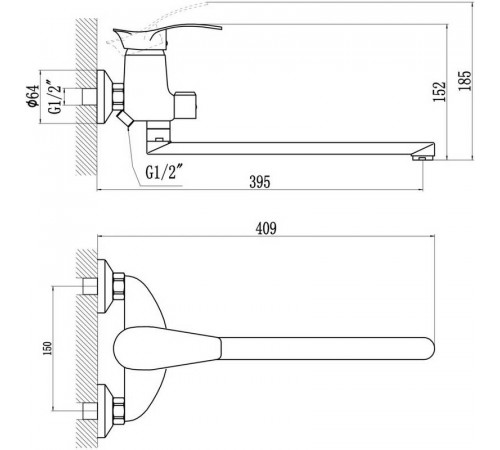 Смеситель для ванны Savol S-T2206, хром