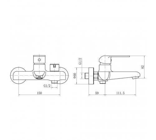Смеситель для ванны Plstart PD32082, хром