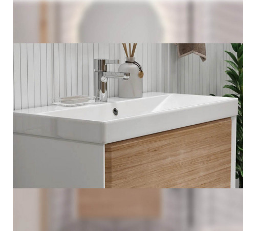 Тумба под раковину подвесная Velvex Gesso tp.GES.9696.80.2Y белый матовый/дуб сонома, 80 см