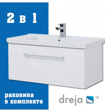 Тумба с раковиной подвесная Dreja Big Inn 80 см, белый