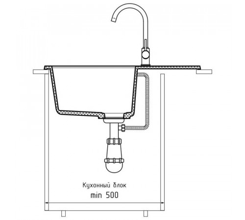 Кухонная мойка GranFest QUADRO 650L, топаз