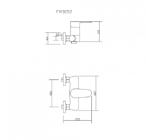 Смеситель для ванны Fmark FM3052, хром