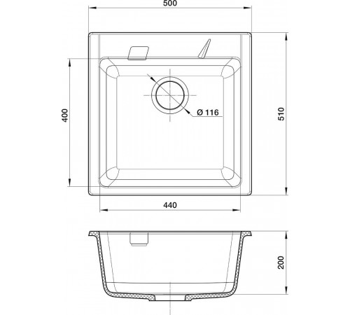 RIVELATO Мойка RAUM 50  1-чаша 500*510мм topazio арт.