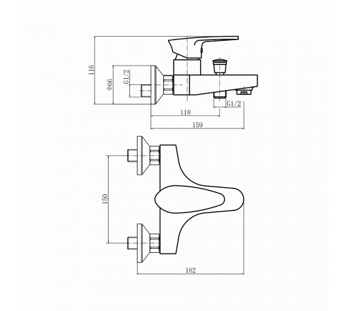 Смеситель для ванны PLstart PL3205-17, графит