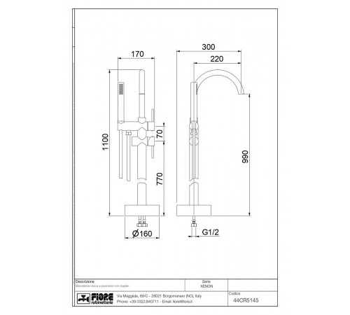 Напольный смеситель для ванны Fiore XENON 44NN5145, черный