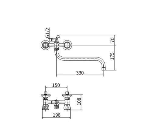 Смеситель для ванны PLstart PL2218-9, хром/желтый
