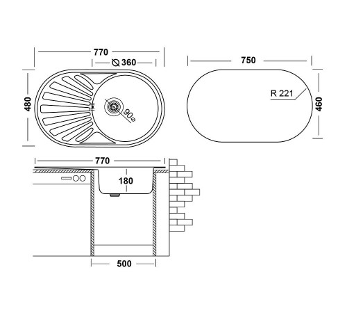 Кухонная мойка UKINOX Фаворит FAP770.480 -GT8K 2L, 48*77