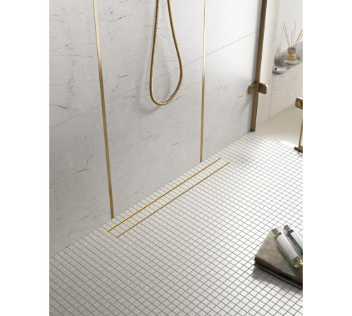 Душевой лоток (двухсторонняя решетка) TIMO Drain System DS230210/17, матовое золото