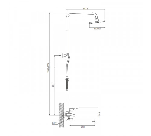 Душевая система Prohanss P62.24.09, графит