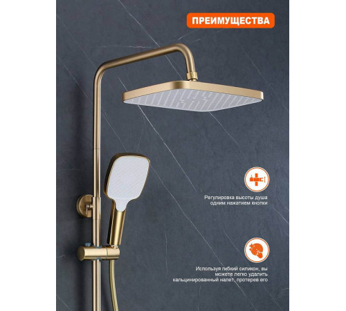 Душевая система Prohanss P62.24.03, сатин золотой