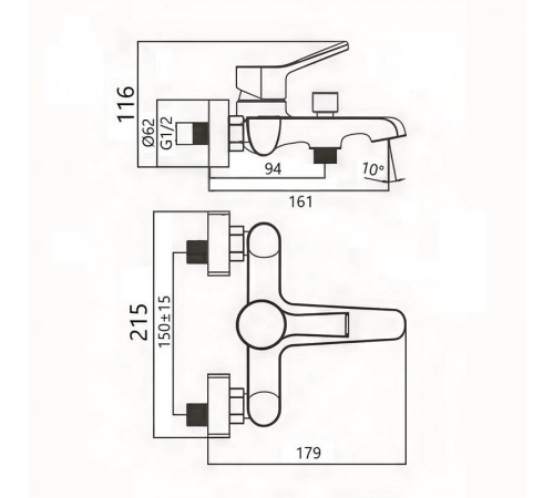 Смеситель для ванны Maretti Elena EA22RF163, хром