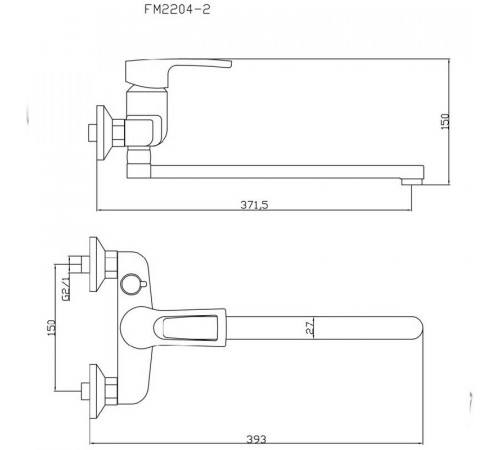 Смеситель для ванны Fmark FM2204-2, хром