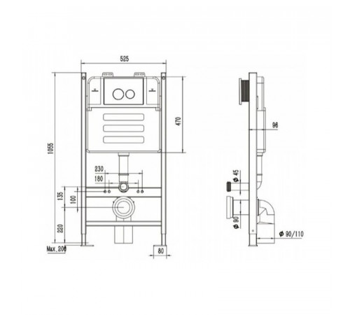 Инсталляция для подвесного унитаза Maretti AC11P5014, без клавиши