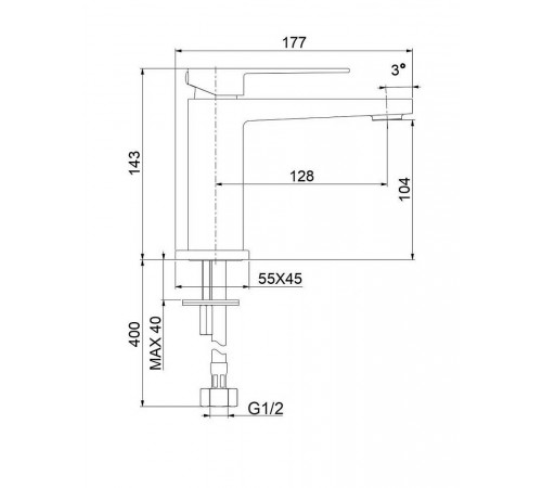 Смеситель для раковины Webert Pegaso PE830102560SSE, черный