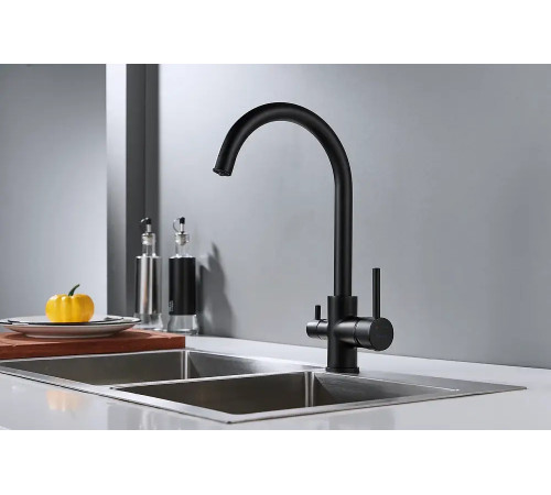 Смеситель для кухни с подключением фильтра Shevanik S128H, черный