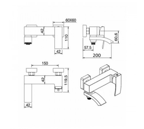 Смеситель для ванны Grocenberg GB8007WC, белый хром